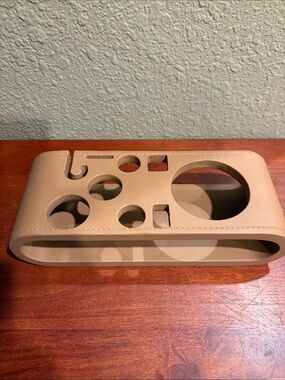 New- Leather Wrapped Barware Organizer – Tan